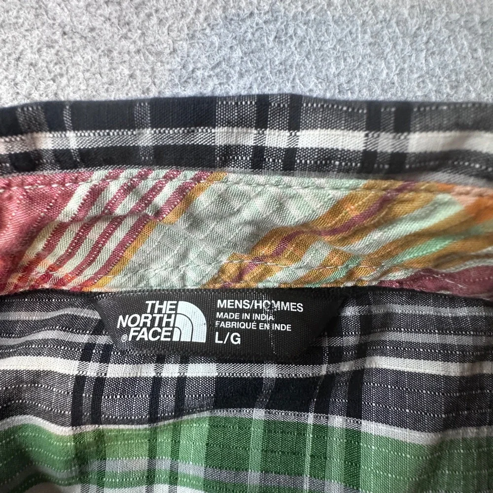 The North Face Shirt Mens L Green Plaid Long Sleeve Button Down Cotton Outdoor